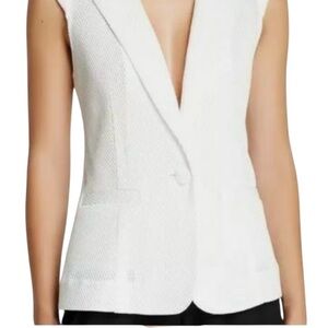 Yoana Baraschi White Fast Track Mesh Sleeveless Vest Blazer size Medium